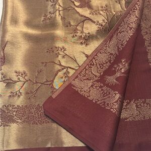 Moonlight Elegant Gold and Burgundy Shawl